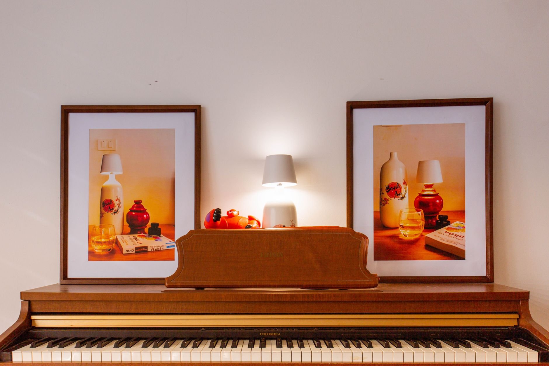 Framed fine-art wildlife photograph displayed in a warm, elegantly lit home interior